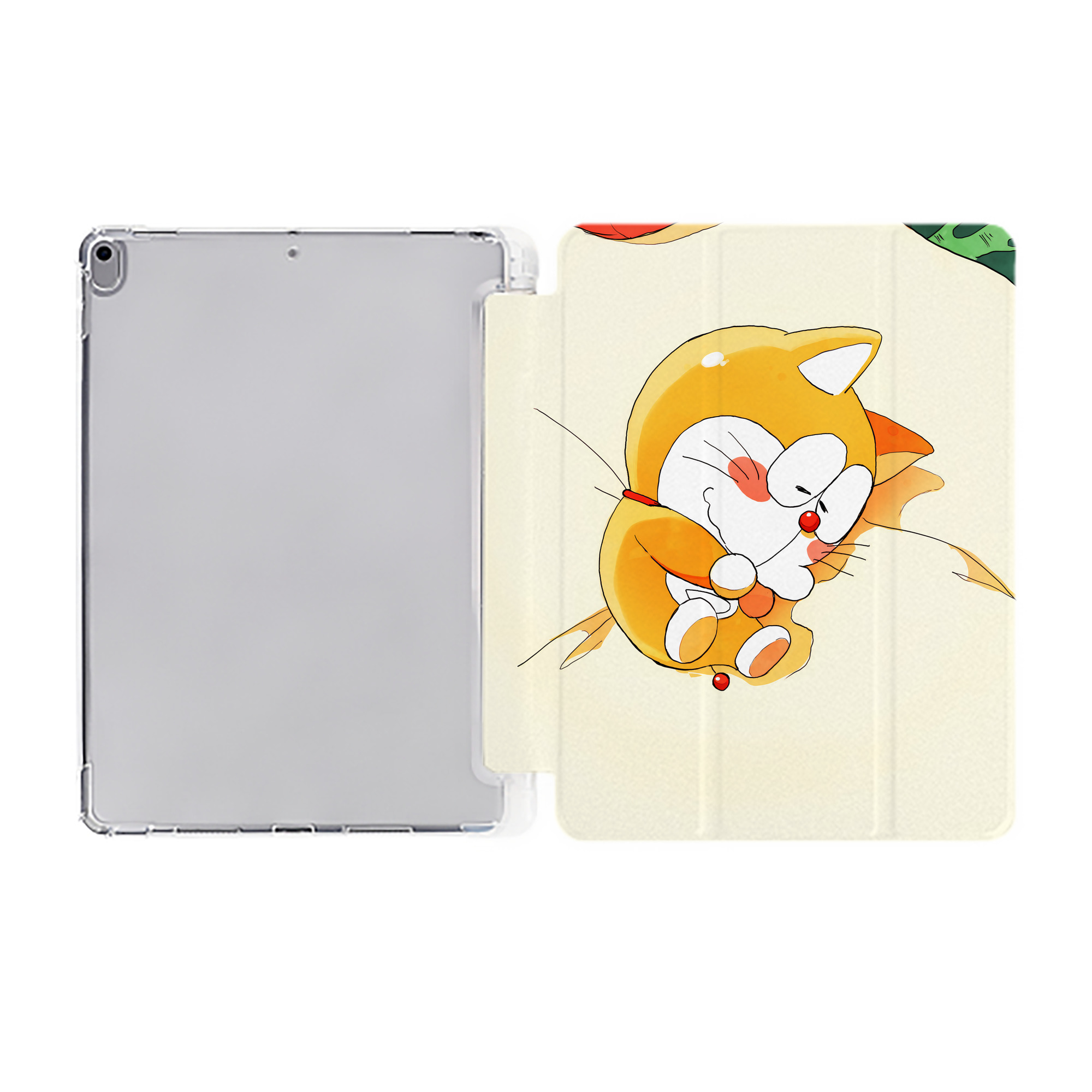 （画像用） ドラえもん Doraemon IPad ケース ペン収納付き 三つ折りスタンド PUレザー×シリコン 対応機種9.5/10.5/10.9インチ